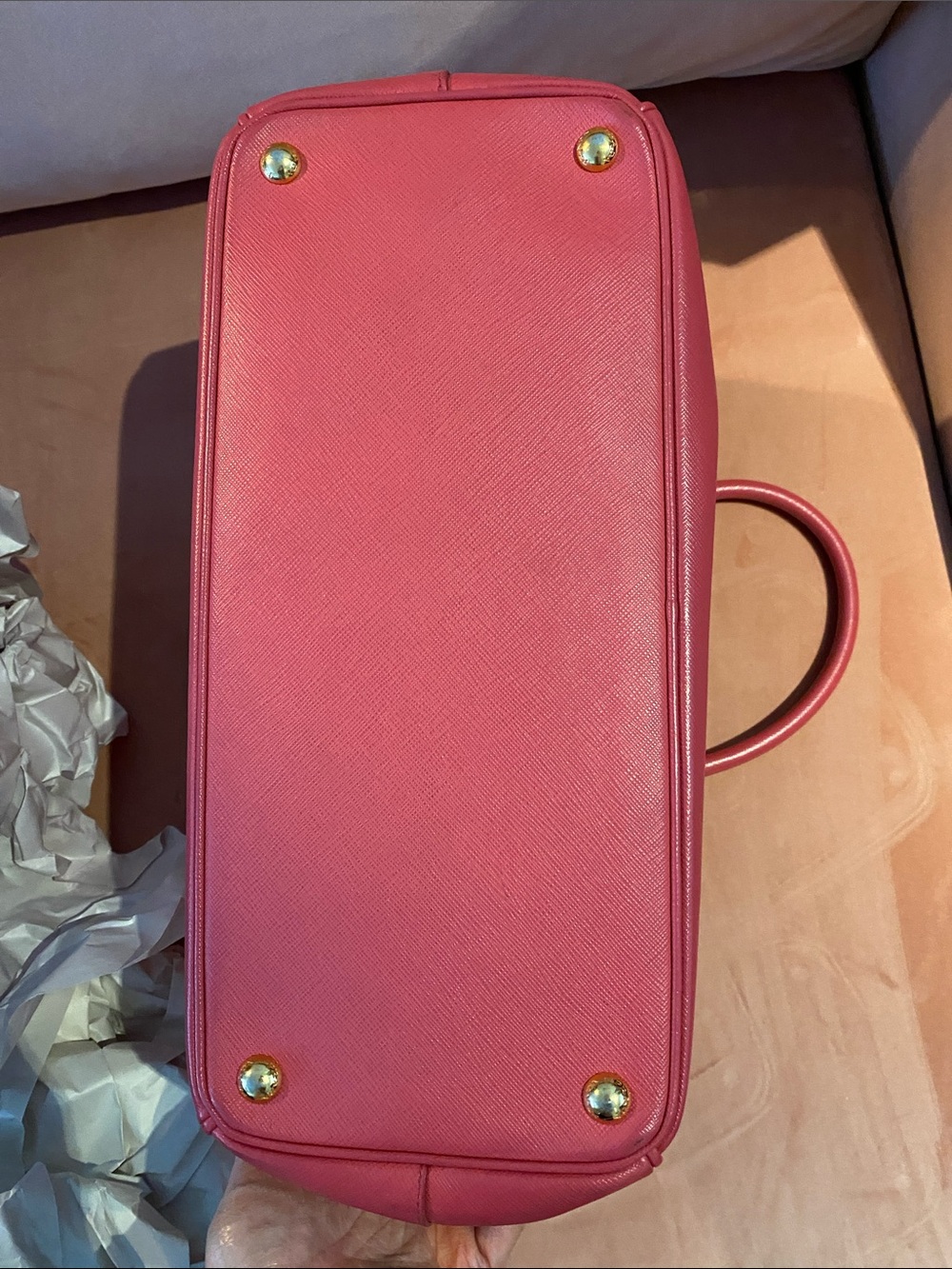 Pre Owned Prada Galleria small Saffiano leather bag in Raspberry Pink - Picture 8 of 16